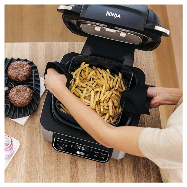 Ninja AG301 Foodi 5-in-1 Indoor Grill with Air Fry Roast, Bake & Dehydrate(Refurbished)