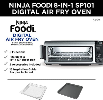 Ninja SP101 Digital Air Fry Countertop Oven with 8-in-1 with Air Fry Basket(Refurbished)