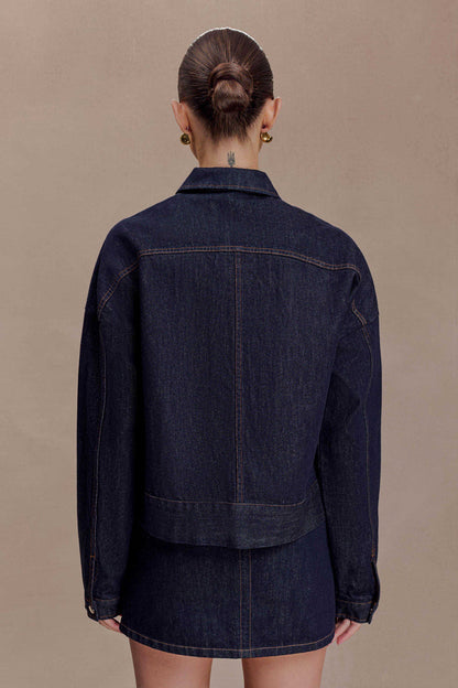 Olandria Oversized Jacket Top - Washed Indigo Blue