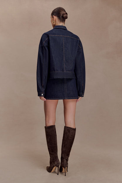 Olandria Oversized Jacket Top - Washed Indigo Blue
