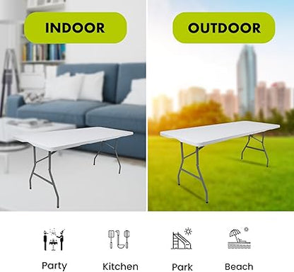 Pack of 4 & 6 Folding Chairs + 6ft Folding Table Set