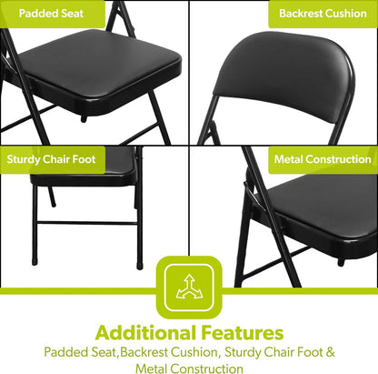 Pack of 4 & 6 Folding Chairs + 6ft Folding Table Set