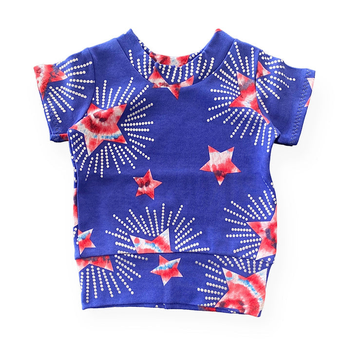 Patriotic Tie Dye Star on Blue Summer Lounge Top