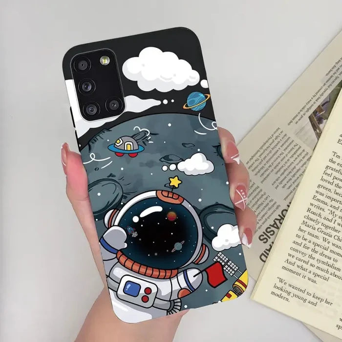 a person holding a phone case with a cartoon character on it
