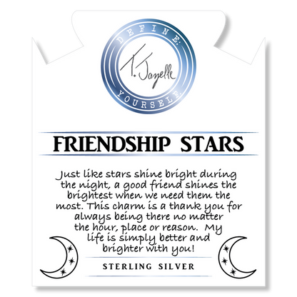 Pink Tourmaline Stone Bracelet with Friendship Stars Sterling Silver Charm