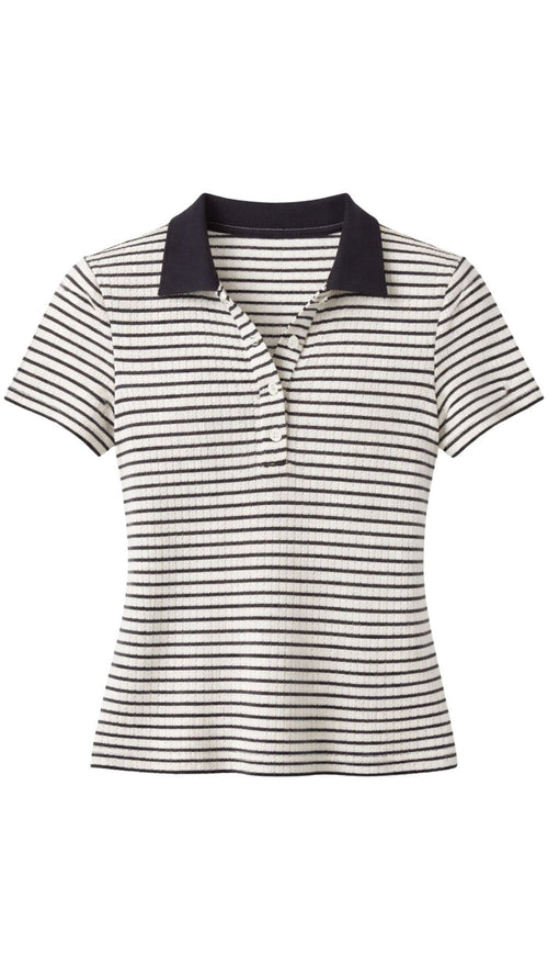 Pointelle Polo-Tops/Blouses-Uniquities