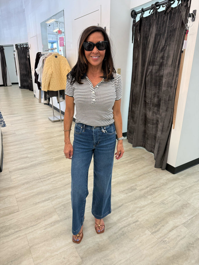 Pointelle Polo-Tops/Blouses-Uniquities