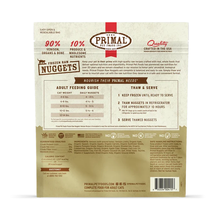 Primal Frozen Raw Cat Food - Turkey, Rabbit, Quail, Pork, Pheasant, Duck, Beef/Salmon - Dog.Dog.Cat.