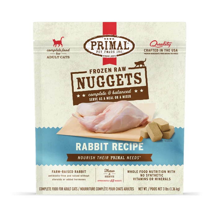 Primal Frozen Raw Cat Food - Turkey, Rabbit, Quail, Pork, Pheasant, Duck, Beef/Salmon - Dog.Dog.Cat.