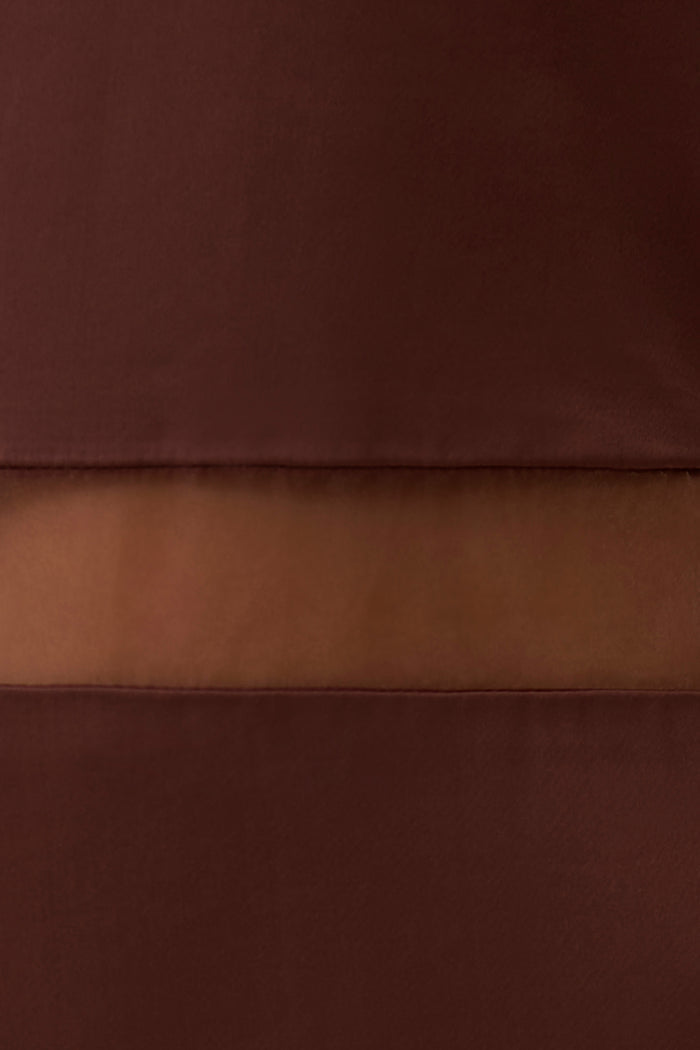 Priscilla Sheer Halter Midi Dress - Dark Chocolate