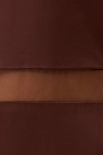 Priscilla Sheer Halter Midi Dress - Dark Chocolate