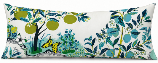 Ready to Ship, 16x36, Citrus Garden Outdoor Pillow Cover in Pool Blue
