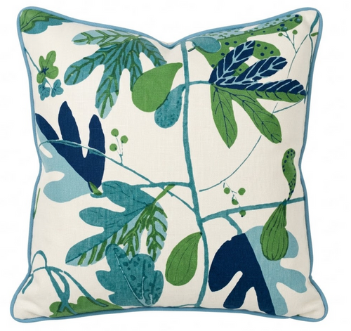 Ready to Ship, 22x22 Matisse Leaf Pillow Cover in Blue Green, Thibaut Pillows