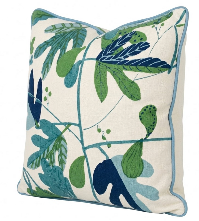 Ready to Ship, 22x22 Matisse Leaf Pillow Cover in Blue Green, Thibaut Pillows