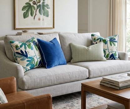 Ready to Ship, 22x22 Matisse Leaf Pillow Cover in Blue Green, Thibaut Pillows