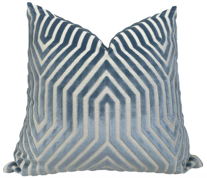 Ready to Ship, 22x22, Vanderbilt Velvet Pillow Cover in Marine Blue