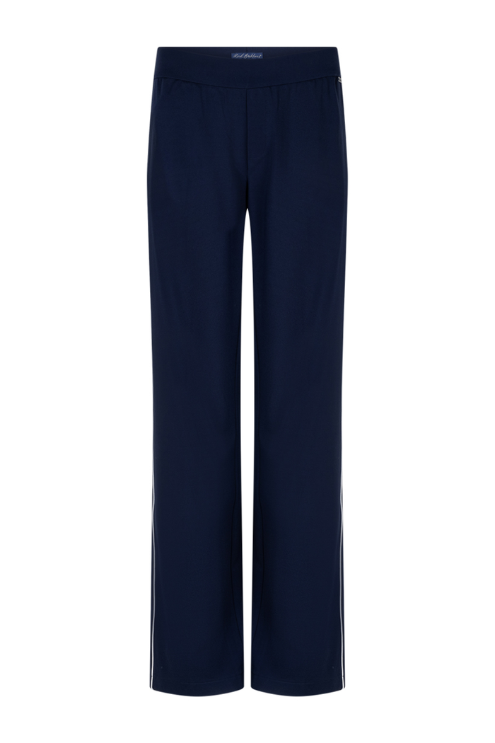 Wide-leg ponte trousers by Red Button in dark blue. High-rise, comfortable and easy to dress up or down. Shop now at Dotique.