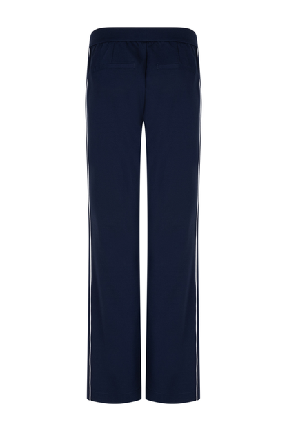 Wide-leg ponte trousers by Red Button in dark blue. High-rise, comfortable and easy to dress up or down. Shop now at Dotique.