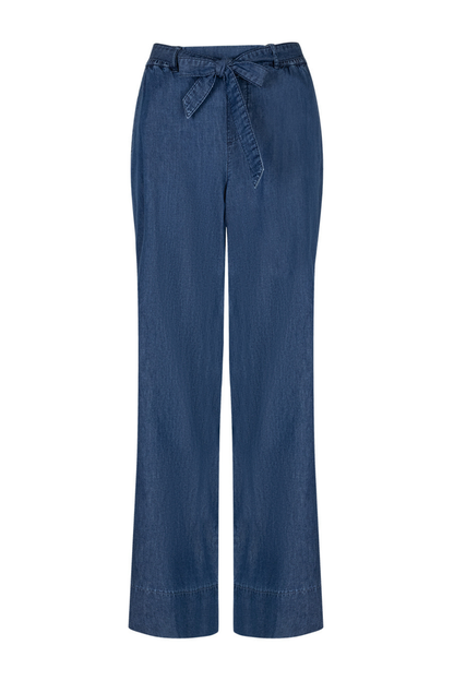 Red Button SRB4804 Claudette Palazzo Denim Rinse Trousers with wide leg and tie belt by Red Button Shop at Dotique