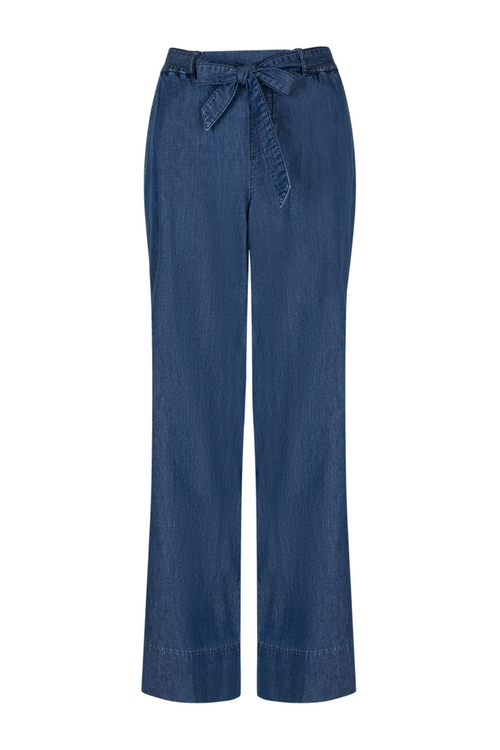 Red Button SRB4804 Claudette Palazzo Denim Rinse Trousers with wide leg and tie belt by Red Button Shop at Dotique