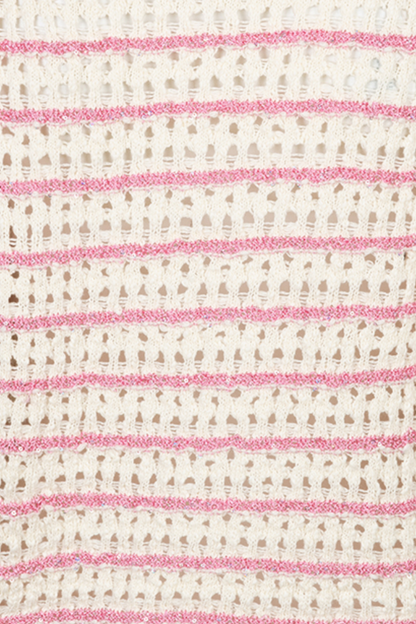 Striped knit top by Red Button in pink. Lightweight, relaxed and easy to wear with jeans or trousers. Shop online at Dotique.