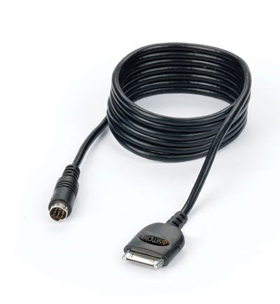 A black docking and charging cable for use with the iSimple GateWay, featuring a 30-pin connector.