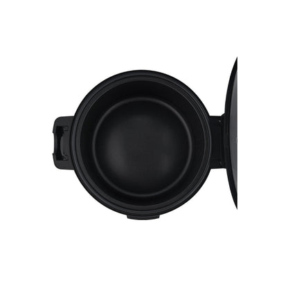 Top-down view of an open Cuckoo rice cooker with a black nonstick inner pot. (INNERPOT-CR-3055)