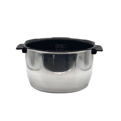 Replacement stainless steel inner pot with black nonstick coating and side handles for Cuckoo rice cookers. (INNERPOT-CRP-HWS10)