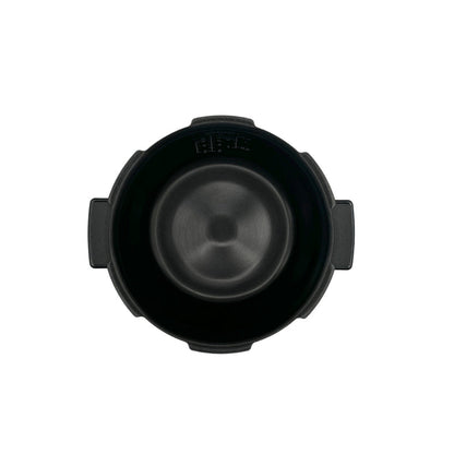 Top-down view of a black nonstick replacement inner pot with side handles for Cuckoo rice cookers. (INNERPOT-CRP-HWS10)