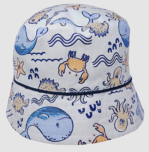 Reversible Baby Boys  Bucket Hat - Sea Animals (6-18m) (PK12) 0399