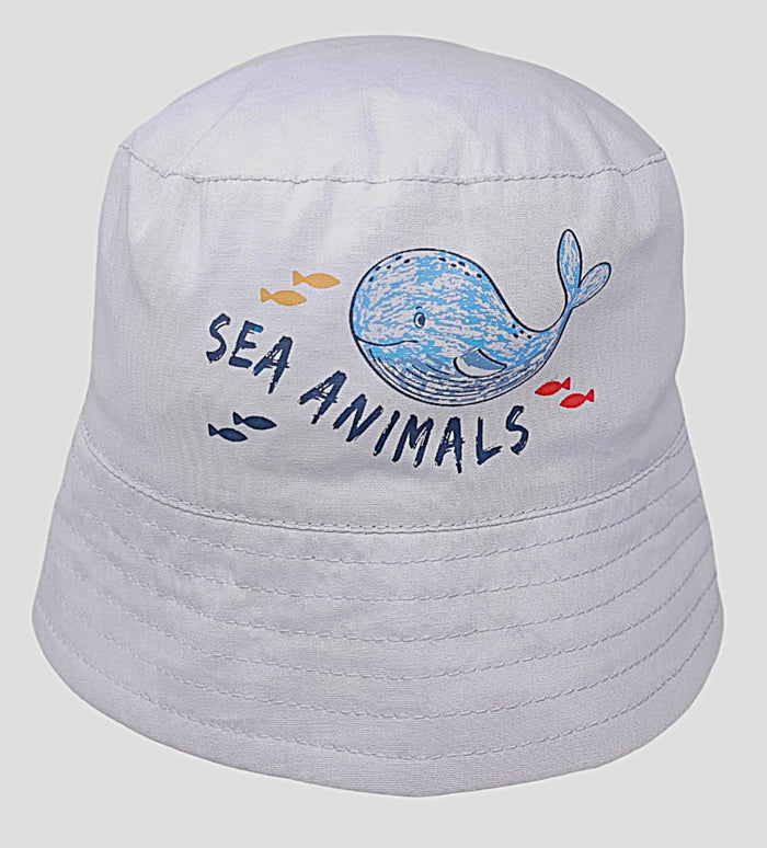 Reversible Baby Boys  Bucket Hat - Sea Animals (6-18m) (PK12) 0399
