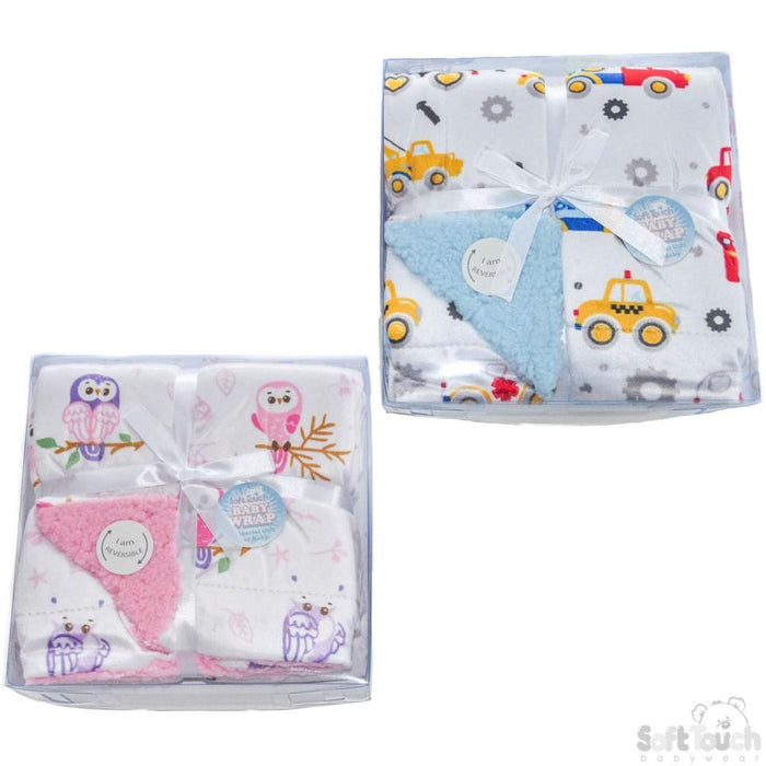 Reversible Printed Double Layer Micro Mink Wrap FBP140 - Kidswholesale.co.uk