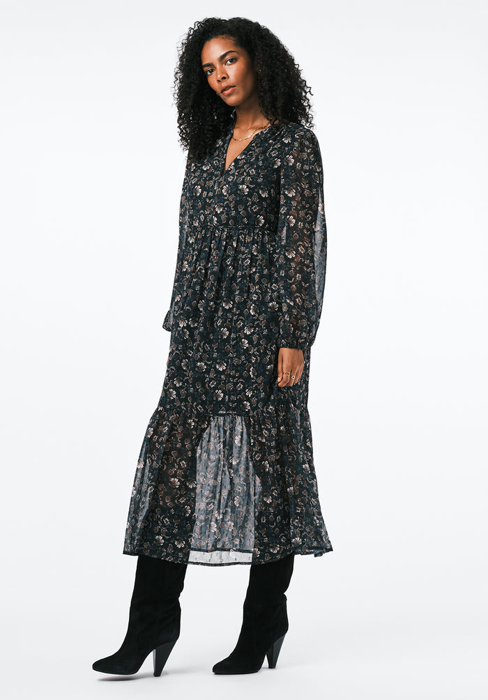 Buffalo Dresses Green Woven Casual Dresses Tiered Silhouette Midi Dress