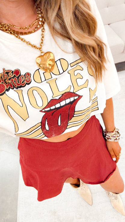 Ruffle Rush Skort-Maroon