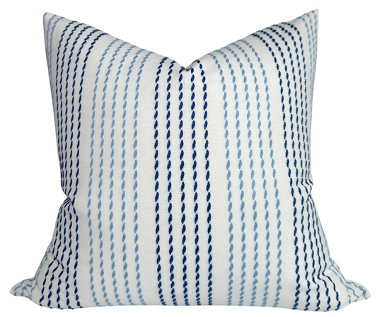 Running Stitches Pillow Cover in Blues, Schumacher Textiles