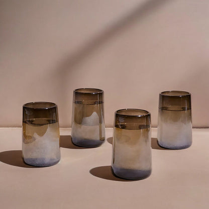 Set of four smoke and Luster Recycled Glassware.