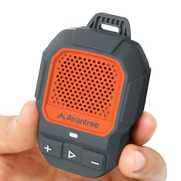 ShareCast Solo Clip-On Auracast Wearable Speaker, compact Bluetooth speaker for music, hands-free calls, and Auracast group listening.