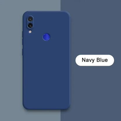 The navy blue iphone case is shown with the text navy blue