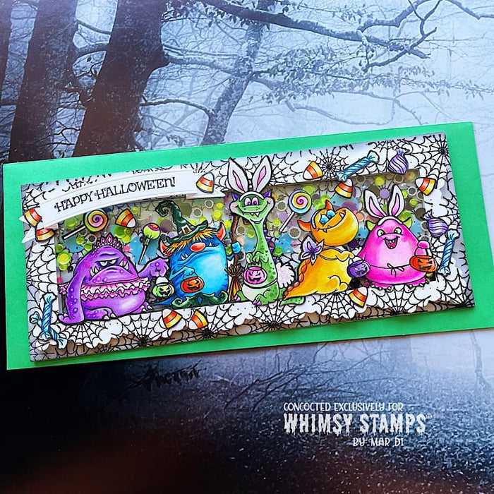 Slimline Spider Webs Background Rubber Cling Stamp - Whimsy Stamps