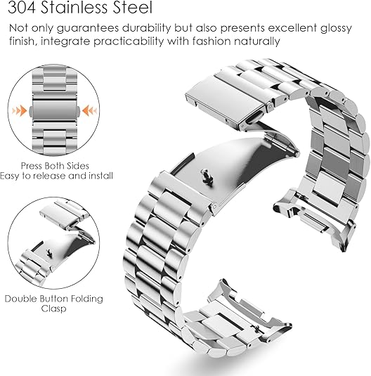 Stainless Steel Band Compatible with Galaxy Watch 8 40mm/44mm, Galaxy Watch 8 Classic 46mm 2025 | Fintie