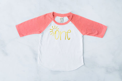 Sun "ONE" Summer-themed Personalized 1st Birthday Raglan