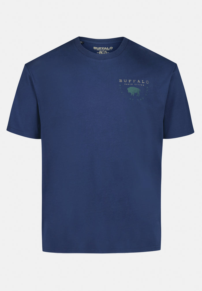 Buffalo Men T-Shirts Navy Knit Tees Short Sleeve 100% Cotton Regular-Fit