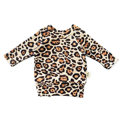 Taupe Leopard Ribbed Lounge Top