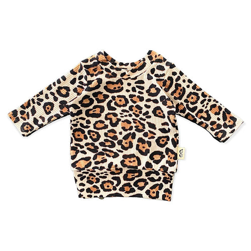 Taupe Leopard Ribbed Lounge Top