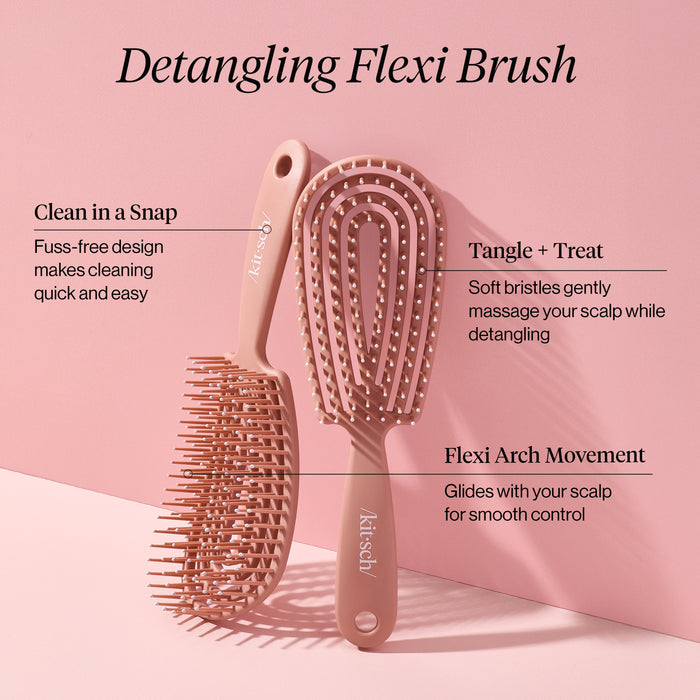 Kitsch Terracotta Detangling Flexi Brush with packaging and a 5-star customer review