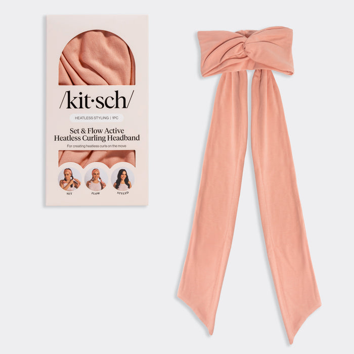 KITSCH Set & Flow Active Headband in Terracotta — hero product shot — 2-in-1 design works as a stylish active headband by day and a gentle sleep headband by night