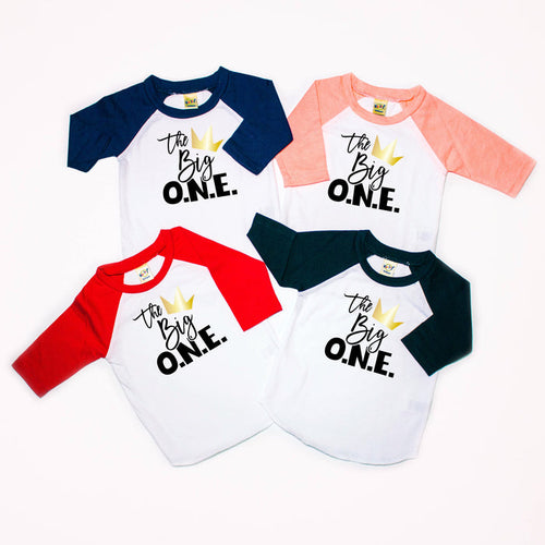 "The Big One Crown" Crown Personalized 1st Birthday Raglan