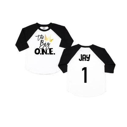 "The Big One Crown" Crown Personalized 1st Birthday Raglan