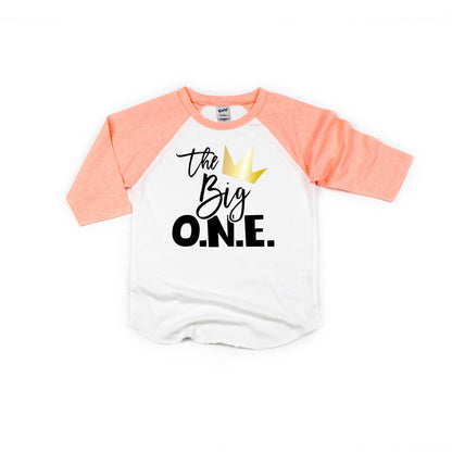 "The Big One Crown" Crown Personalized 1st Birthday Raglan