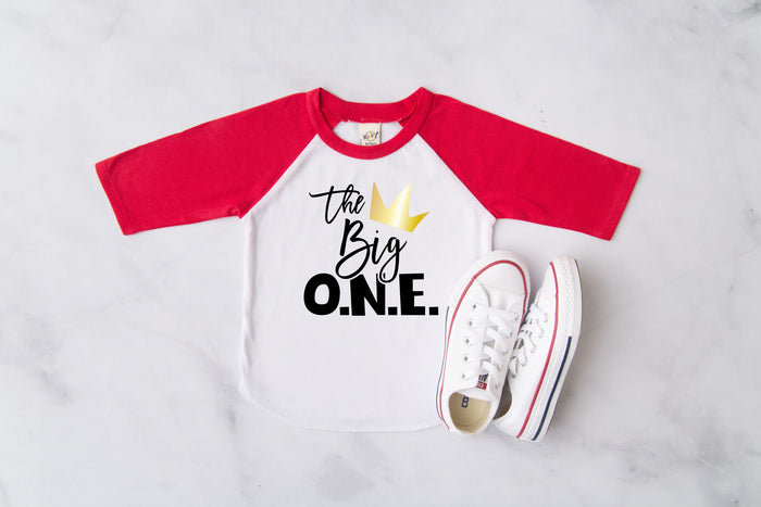 "The Big One Crown" Crown Personalized 1st Birthday Raglan
